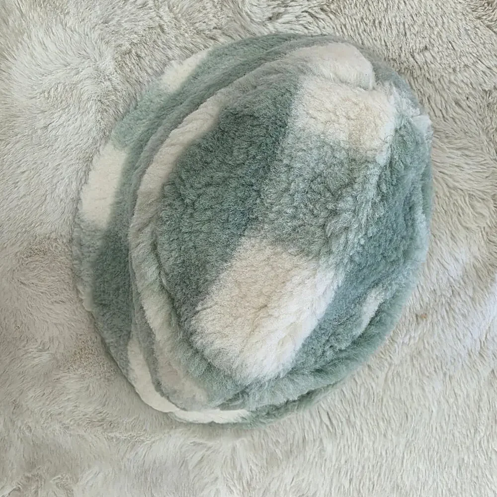 Stand Studio NWT Wera Fuzzy Check Bucket Hat Mint Wool Blend Medium